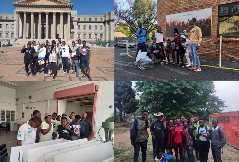 Dr Josephine Llale with Zandspruit male adolescents who are part of the reading and life skills initiative